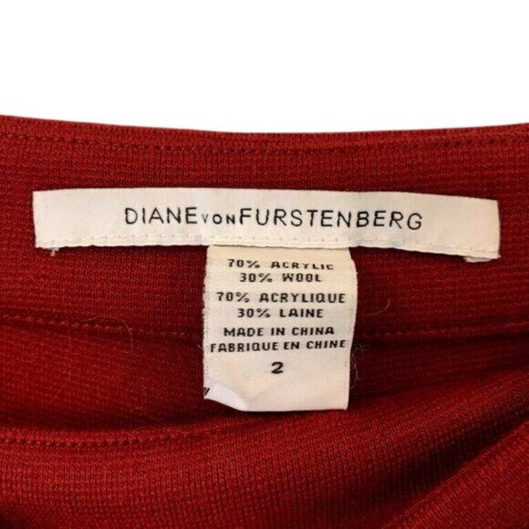 DVF Diane Von Furstenberg Size 2 Red Wool High Waisted Crop Wide Pants - Picture 3 of 5